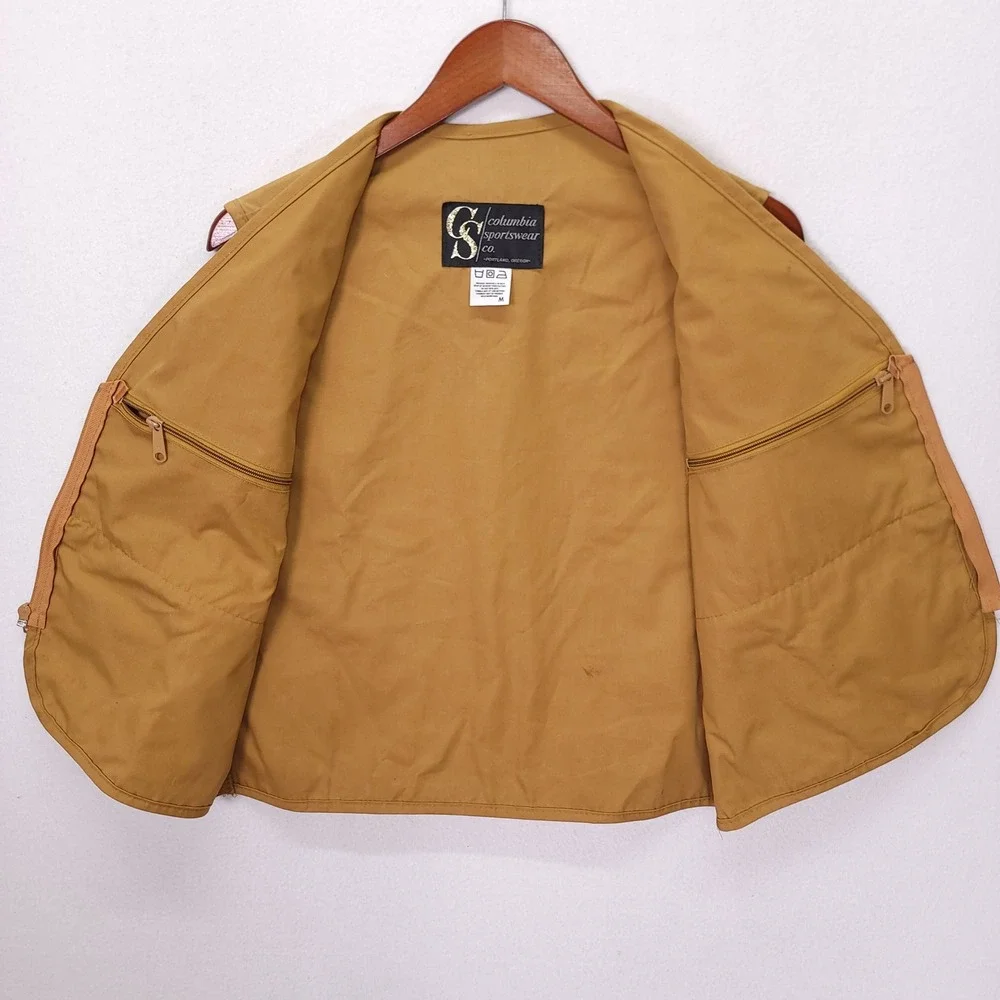Vintage‎ Columbia Sportswear Fishing Vest Tan Multi-Pocket Utility Mens Medium